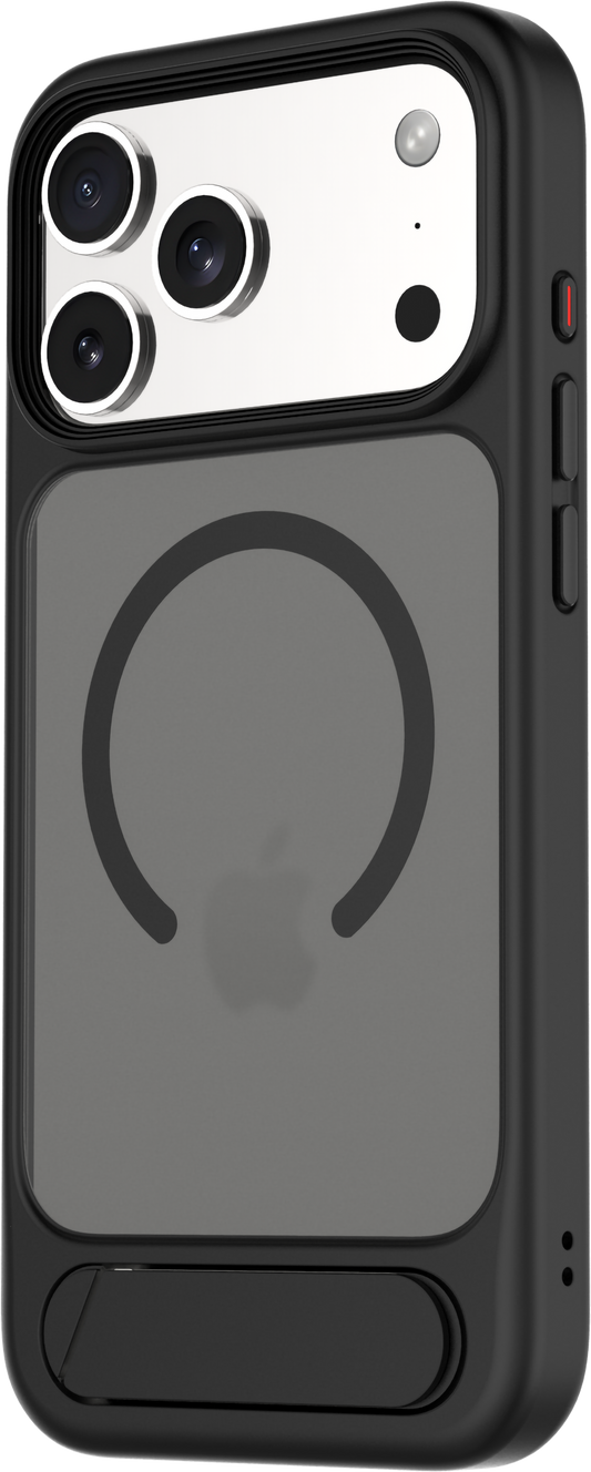 TEKNE Hybrid Frost Matte with stand Case for iPhone 17 Pro Max-Black