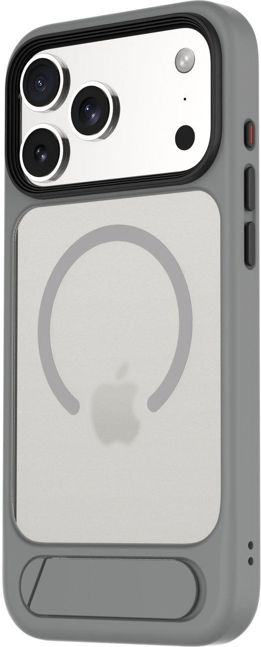 TEKNE Hybrid Frost Matte with stand Case for iPhone 17 Pro Max-Grey