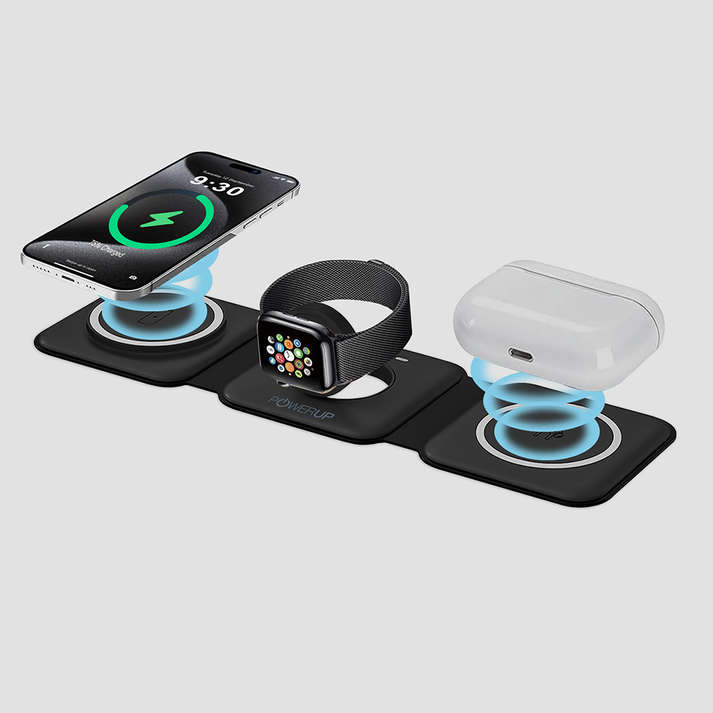 Powerup 3in1 Flat Wireless Charger Black