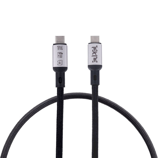 Tekne 240W USB4 Braided Cable | Ultra-Fast Charging & 20Gbps Data Transfer | Durable 2m Cable - Black