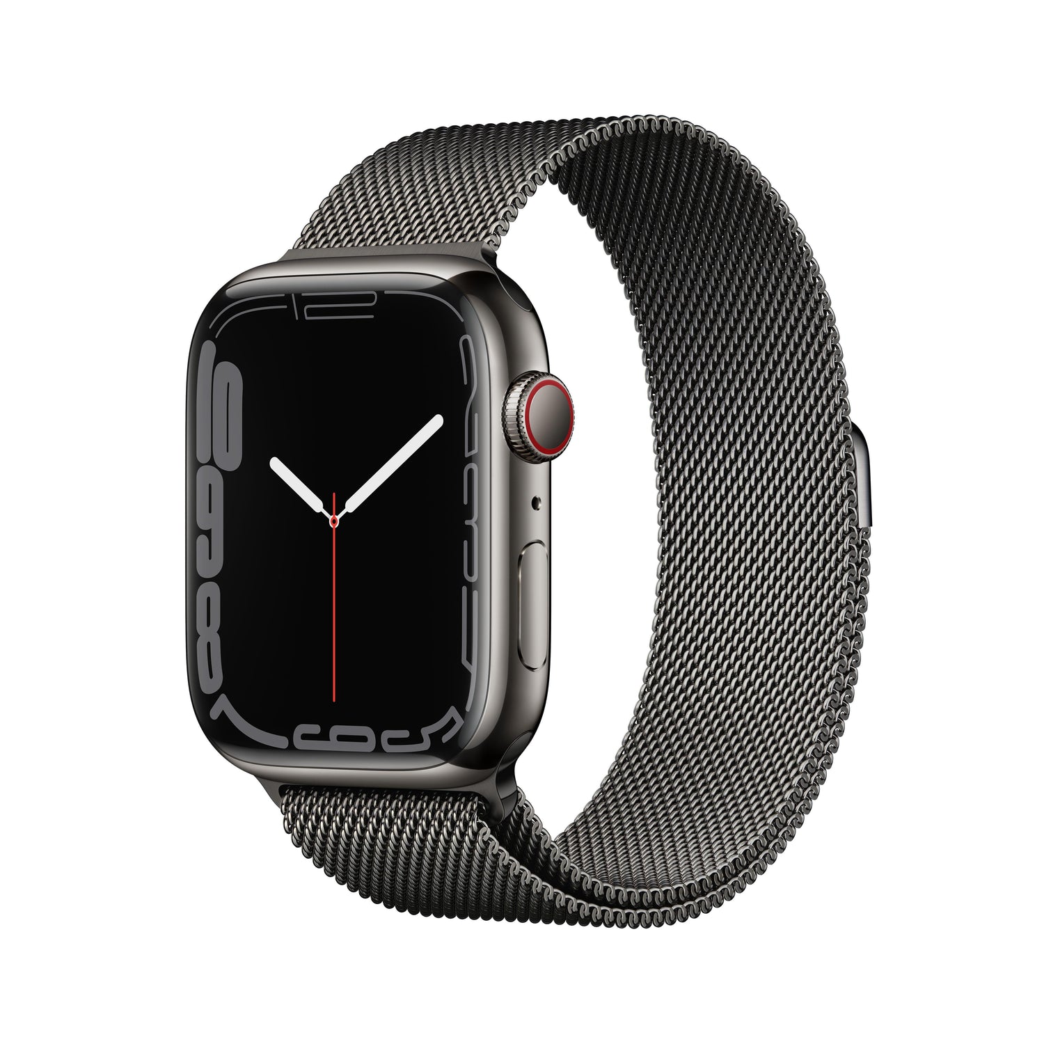 Apple Watch Series 7 GPS + Cellular, 45mm Graphite Stainless Steel Case with Graphite Milanese Loop