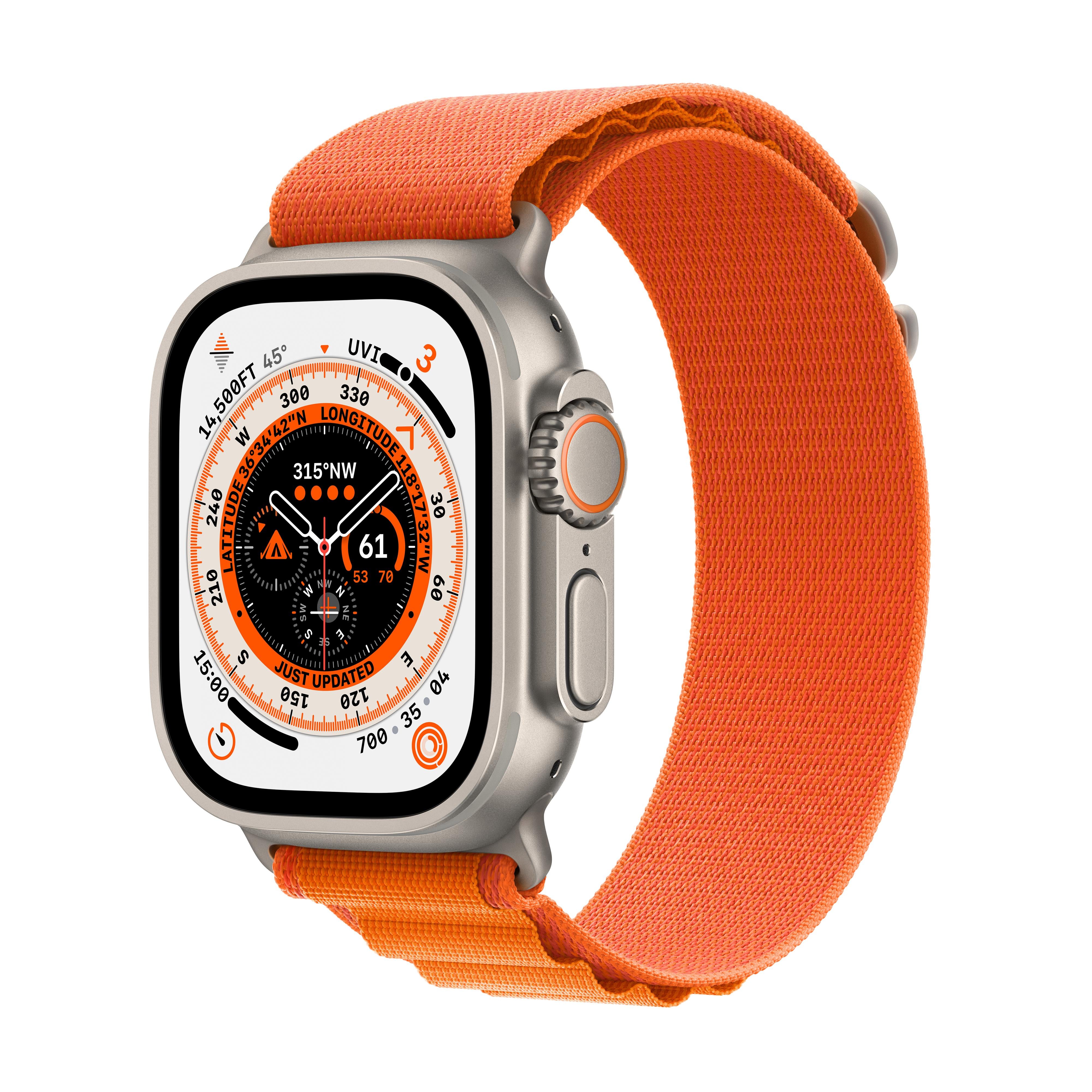 Apple Watch Ultra GPS Cellular, 49mm Titanium Case with Orange Alpin