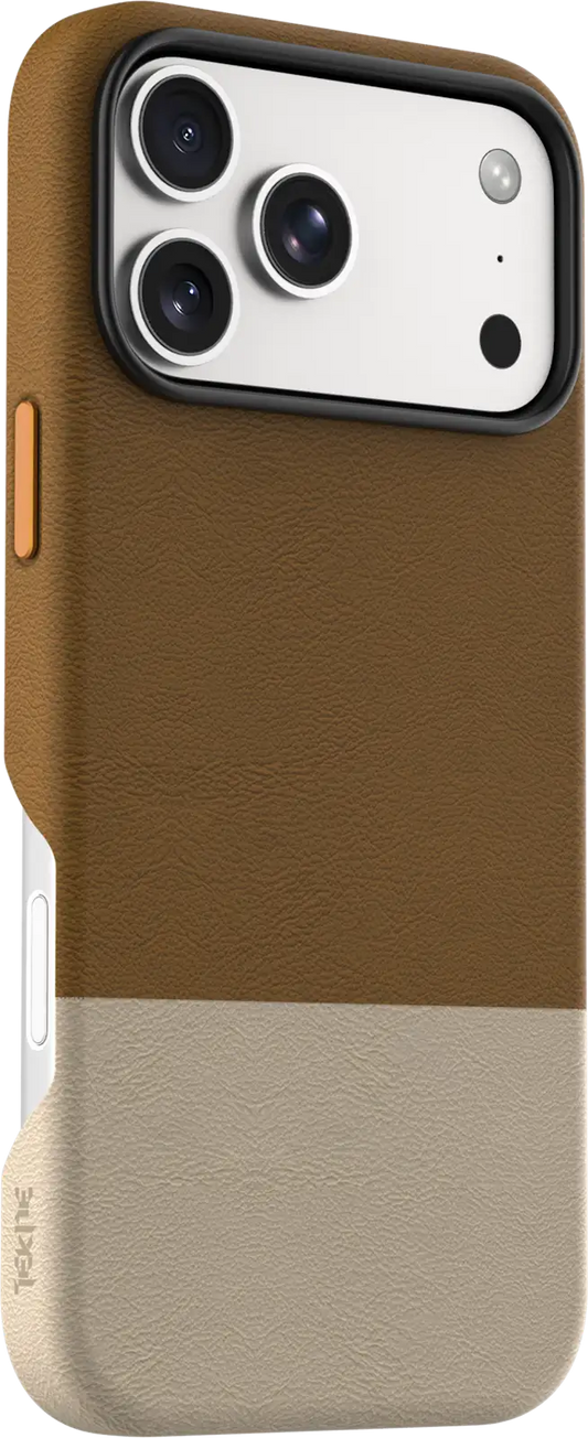 TEKNE DualTone Vegan Leather Case for iPhone 17 Pro Max-Brown