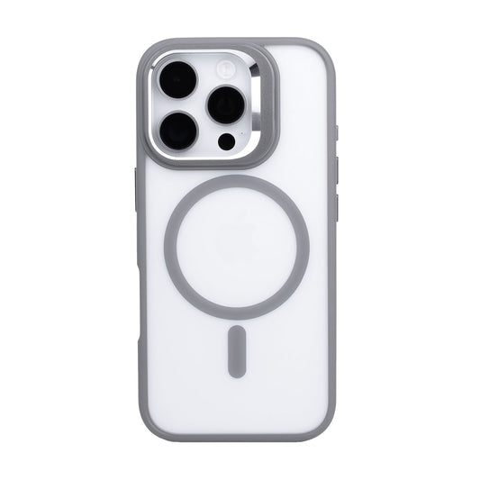 Tekne CLEAR Case with Camera Stand for iPhone 16 Pro | Slim, Transparent & Scratch-Resistant - Grey