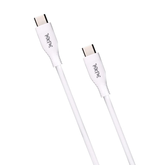 Tekne 60W iPhone Silicone Charging Cable | Fast Charging | Ultra-Durable | Tangle-Free Design - White