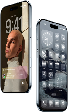 Two iPhone Air devices, front exterior, side exterior, thin profile, Lock Screen, and Home Screen