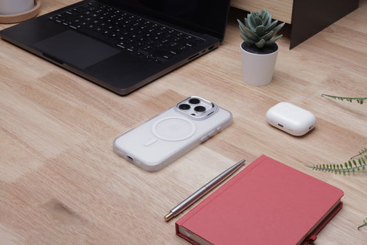 Tekne CRYSTAL Case with Metal Camera Stand for iPhone 16 Pro-White