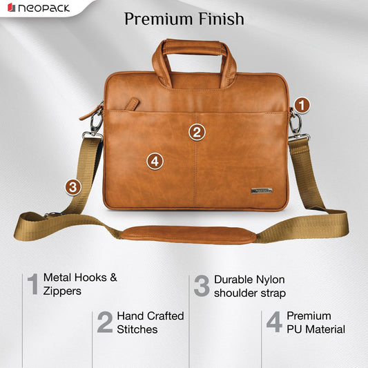 Neopack Leather Sleeve Bag for all 13.3-inch Laptops & MacBook - Tan