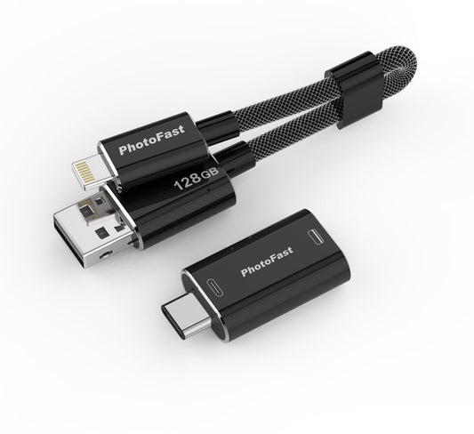 PhotoFast MemoriesCable GEN3 USB3.0 - iOS Storage Drive & Lightning Cable 128 GB - Black