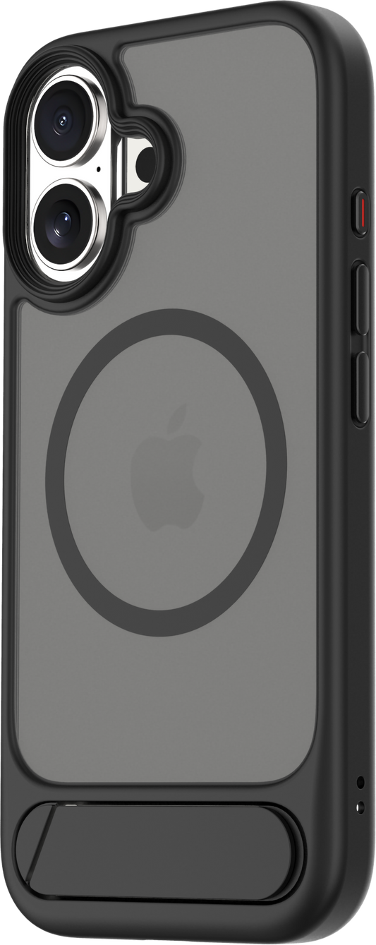 TEKNE Hybrid Frost Matte with stand Case for iPhone 17-Black