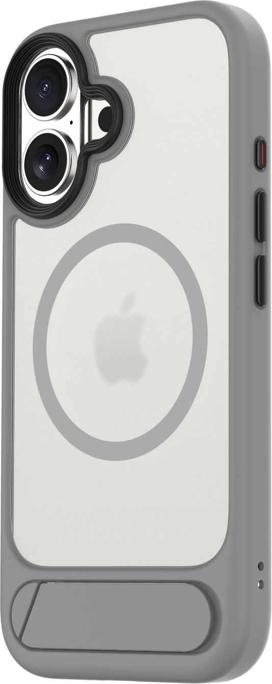 TEKNE Hybrid Frost Matte with stand Case for iPhone 17-Grey