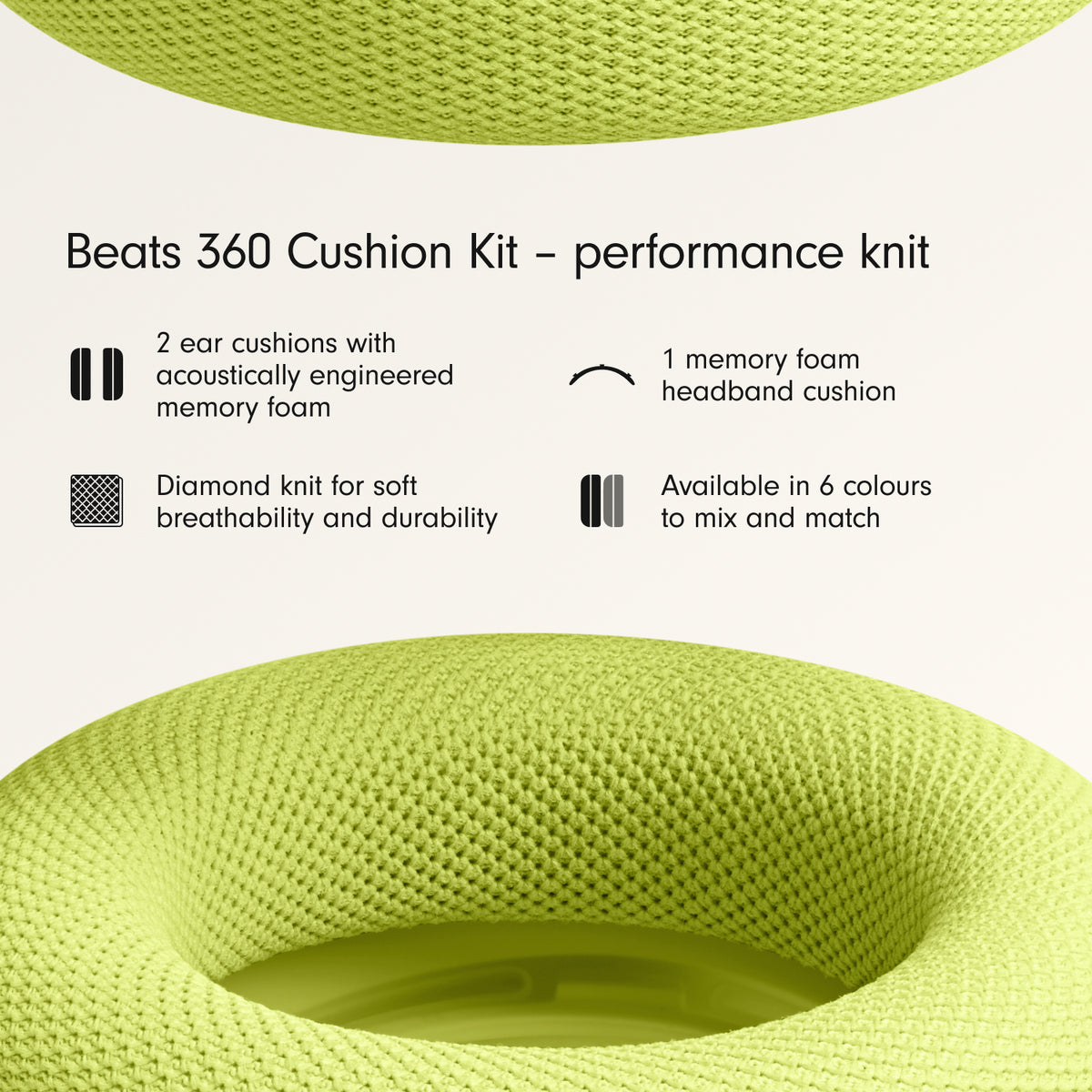 Beats 360 Cushion Kit – Volt Performance Knit Cushions for Ear Cups and Headband
