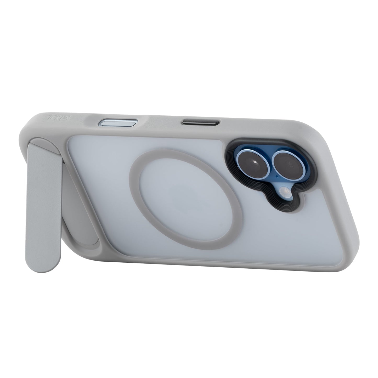 TEKNE Hybrid Frost Matte with stand Case for iPhone 17-Grey