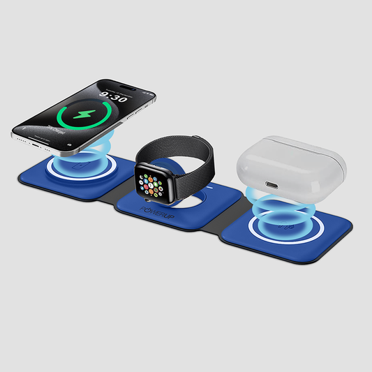 Powerup 3in1 Flat Wireless Charger  - Blue