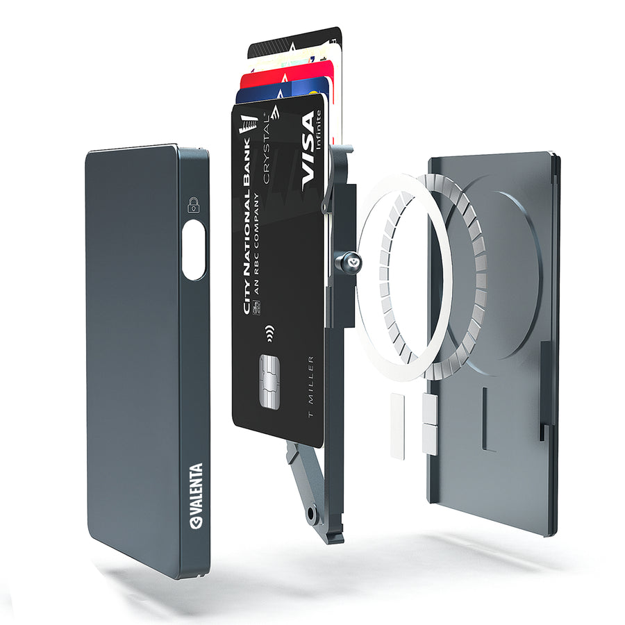 Valenta Cardprotector Aluminium Magsafe with money clip Grey