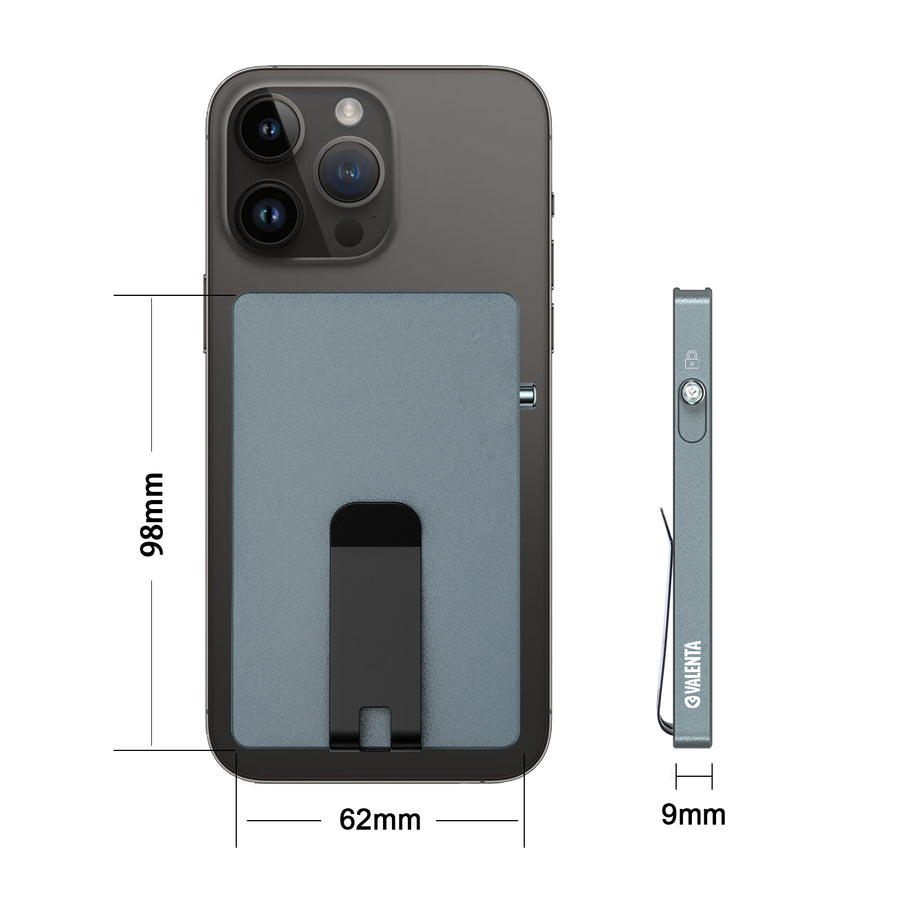 Valenta Cardprotector Aluminium Magsafe with money clip Grey