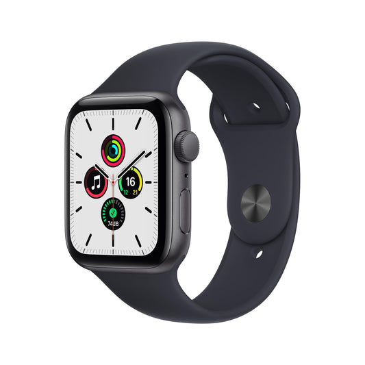 Apple Watch SE GPS, 44mm Space Grey Aluminium Case with Midnight Sport Band - Regular