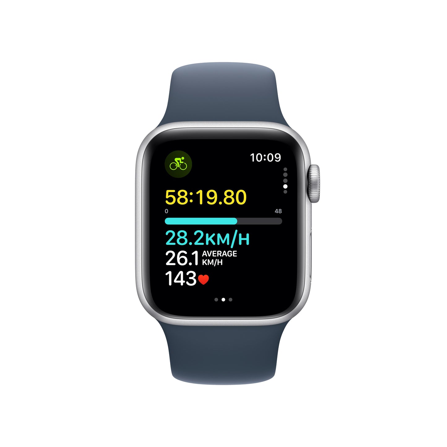 Apple Watch SE GPS + Cellular 40mm Silver Aluminium Case with Storm Blue Sport Band - M/L
