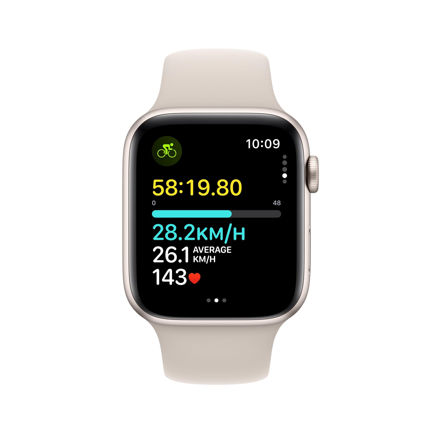 Apple Watch SE GPS + Cellular 44mm Starlight Aluminium Case with Starlight Sport Band - M/L