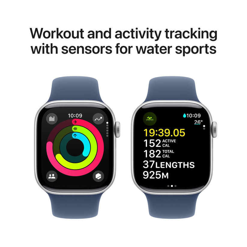 Apple Watch Series 10 GPS 42mm Silver Aluminium Case with Denim Sport Band - S/M Get best offers for Apple Watch Series 10 GPS 42mm Silver Aluminium Case with Denim Sport Band - S/M