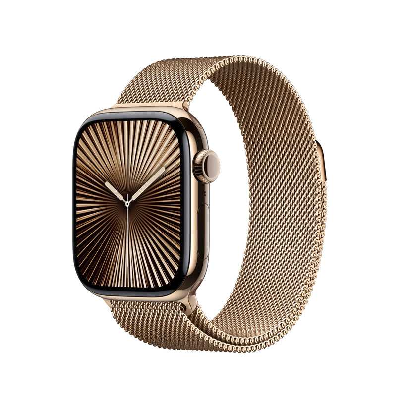Apple Watch Series 10 GPS Cellular 42mm Gold Titanium Case with Gold Milanese Loop