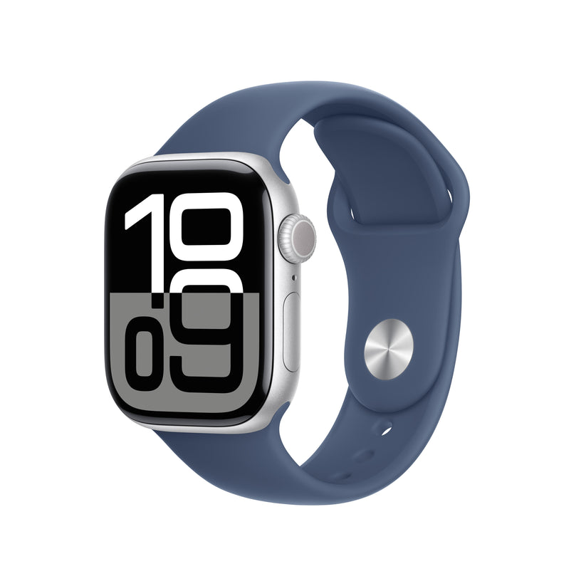 Apple Watch Series 10 GPS + Cellular 42mm Silver Aluminium Case with Denim Sport Band - M/L Get best offers for Apple Watch Series 10 GPS + Cellular 42mm Silver Aluminium Case with Denim Sport Band - M/L
