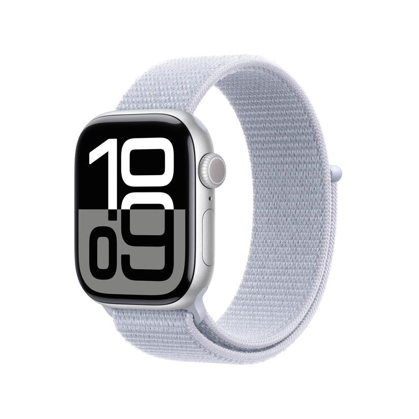 Apple Watch Series 10 GPS + Cellular 42mm Silver Aluminium Case with Blue Cloud Sport Loop Get best offers for Apple Watch Series 10 GPS + Cellular 42mm Silver Aluminium Case with Blue Cloud Sport Loop