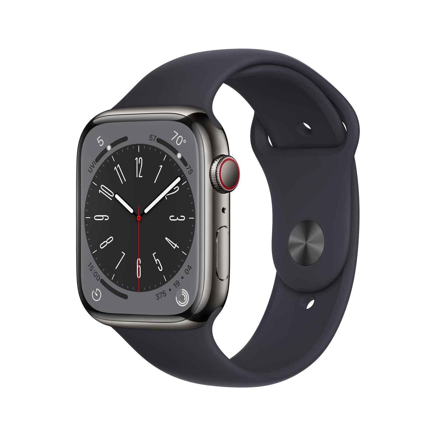 Apple Watch Series 8 GPS + Cellular 45mm Graphite Stainless Steel Case with Midnight Sport Band - Regular