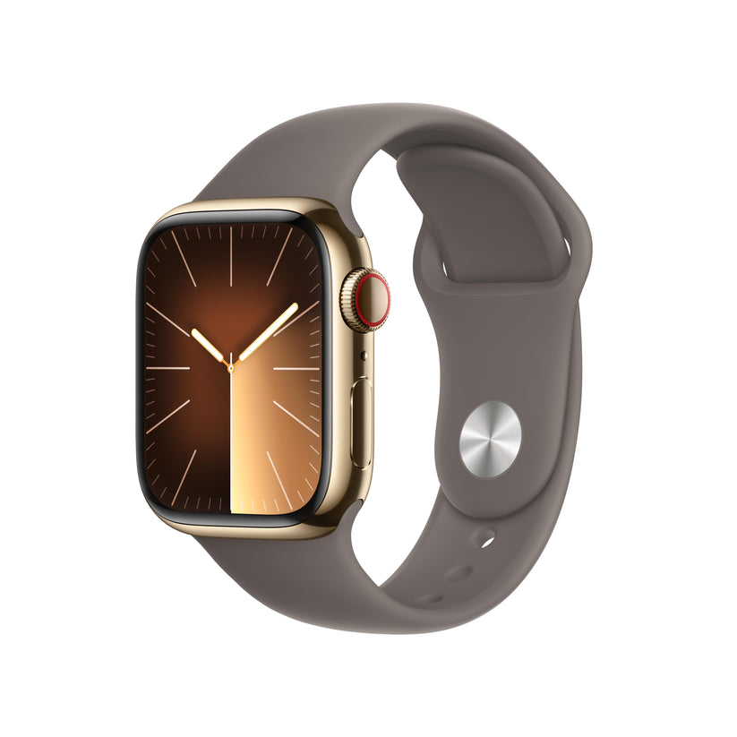 Apple Watch Series GPS Cellular 41mm Gold Stainless Steel Case with Clay Sport Band M/L