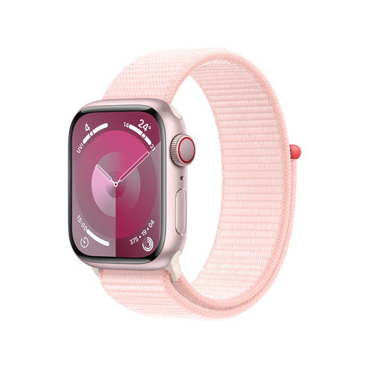 Apple Watch Series 9 GPS + Cellular 41mm Pink Aluminium Case with Light Pink Sport Loop
