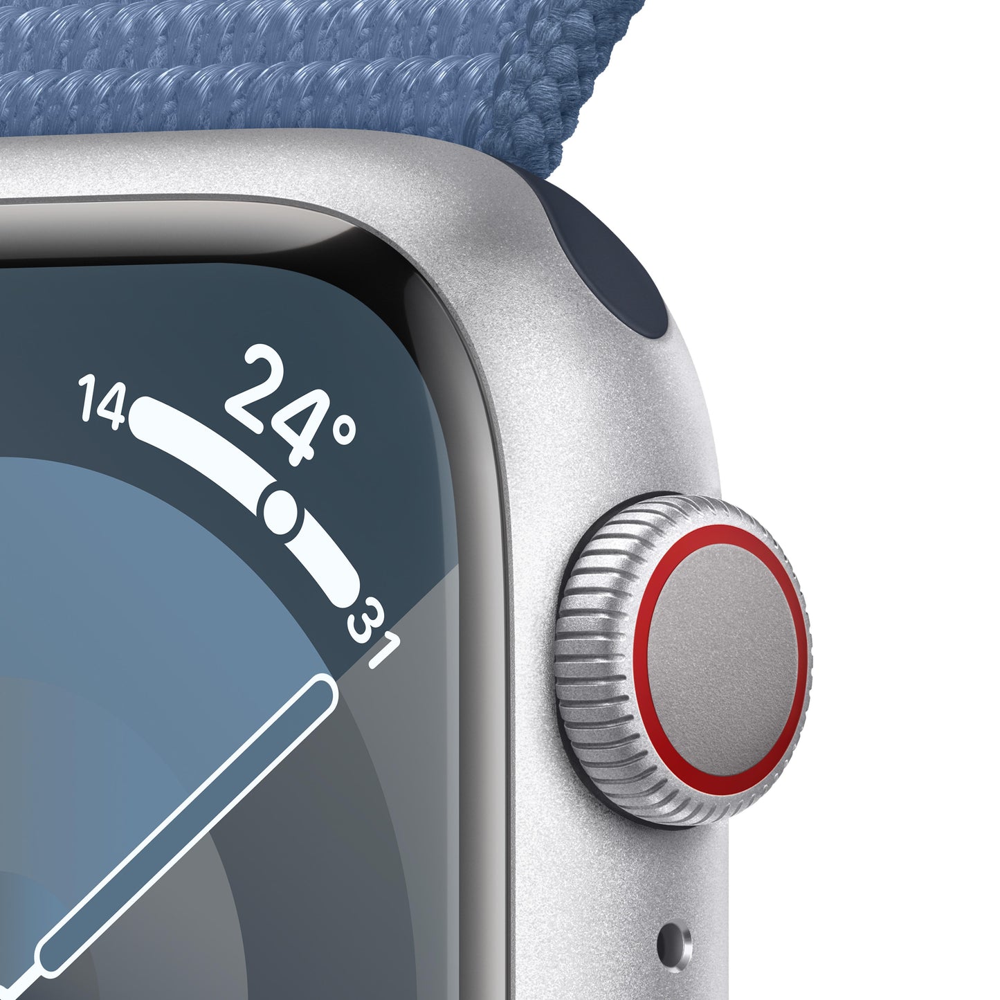 Apple Watch Series 9 GPS + Cellular 41mm Silver Aluminium Case with Winter Blue Sport Loop