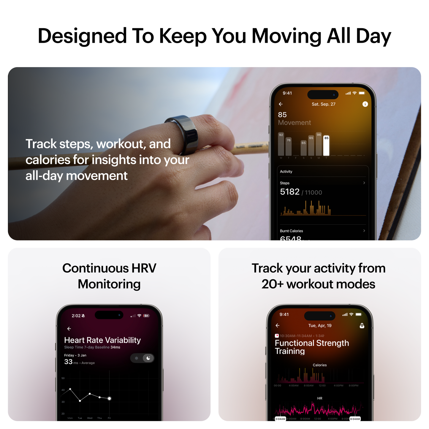 ULTRAHUMAN Ring AIR – Smart Fitness, Sleep & Activity Tracker for Men/Women (Aster Black) 8