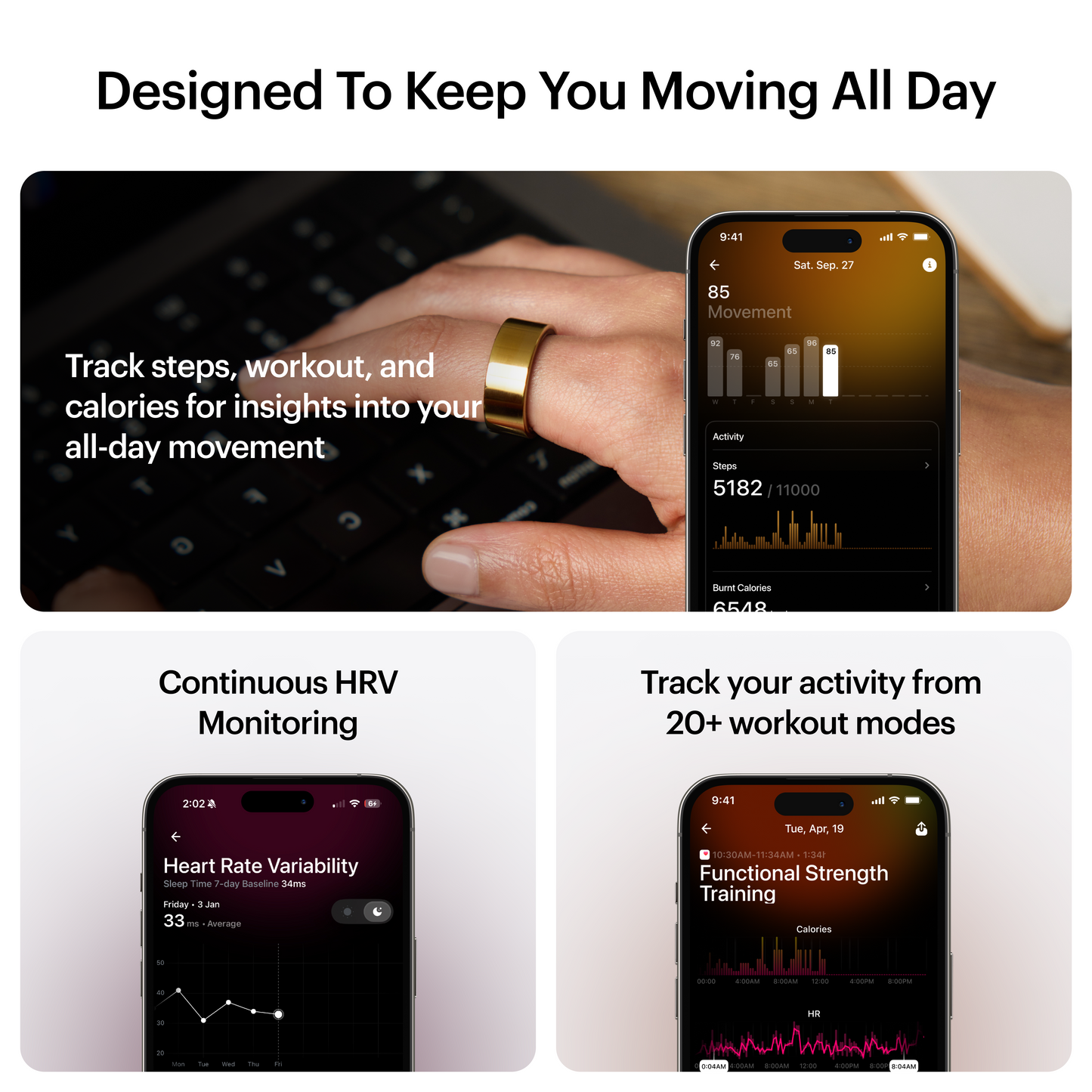 ULTRAHUMAN Ring AIR – Smart Fitness, Sleep & Activity Tracker for Men/Women (Bionic Gold) 11