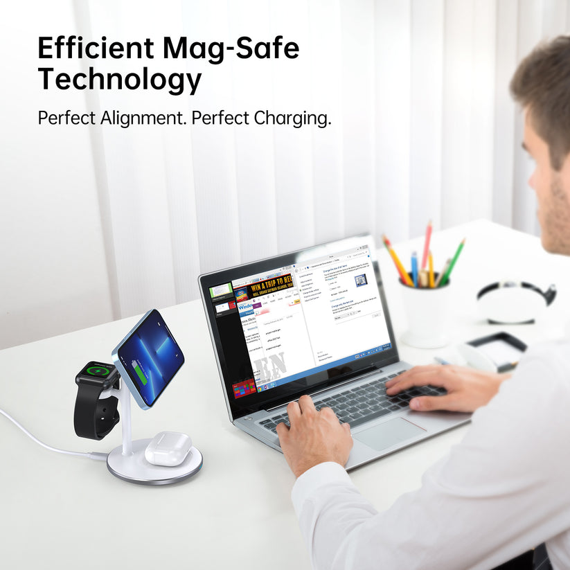 PULSE 3 IN 1 Magsafe charger - White Get best offers for PULSE 3 IN 1 Magsafe charger - White