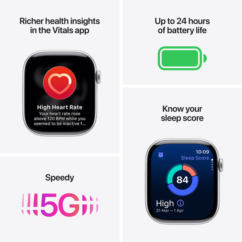 Apple Watch Series 11 GPS + Cellular 46mm Silver Aluminium Case with Purple Fog Sport Band - S/M Get best offers for Apple Watch Series 11 GPS + Cellular 46mm Silver Aluminium Case with Purple Fog Sport Band - S/M