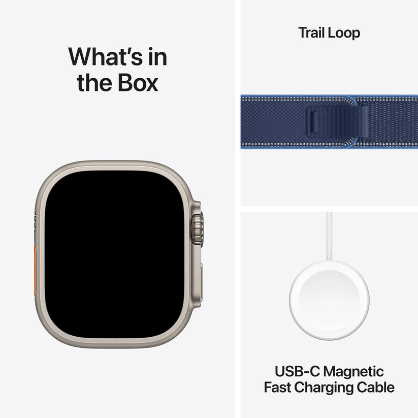 Apple Watch Ultra 3 GPS + Cellular 49mm Natural Titanium Case with Blue/Bright Blue Trail Loop - M/L Get best offers for Apple Watch Ultra 3 GPS + Cellular 49mm Natural Titanium Case with Blue/Bright Blue Trail Loop - M/L