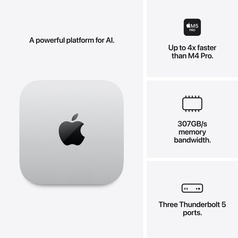 Mac mini: Apple M5 Pro chip with 15-core CPU and 16-core GPU, 512GB SSD - Silver Get best offers for Mac mini: Apple M5 Pro chip with 15-core CPU and 16-core GPU, 512GB SSD - Silver