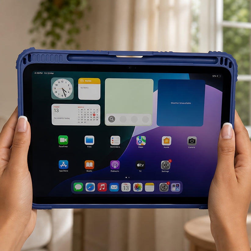 TEKNE Shockproof vegan leather case with stand function for New  iPad 11" -Blue Get best offers for TEKNE Shockproof vegan leather case with stand function for New  iPad 11" -Blue