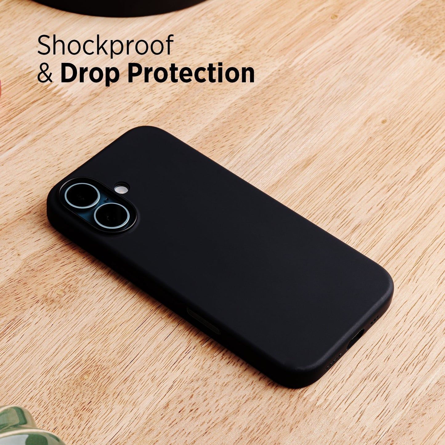 TEKNE Silicone Case for iPhone 16 | Soft-Touch Grip | Shockproof & Wireless Charging Compatible - Black