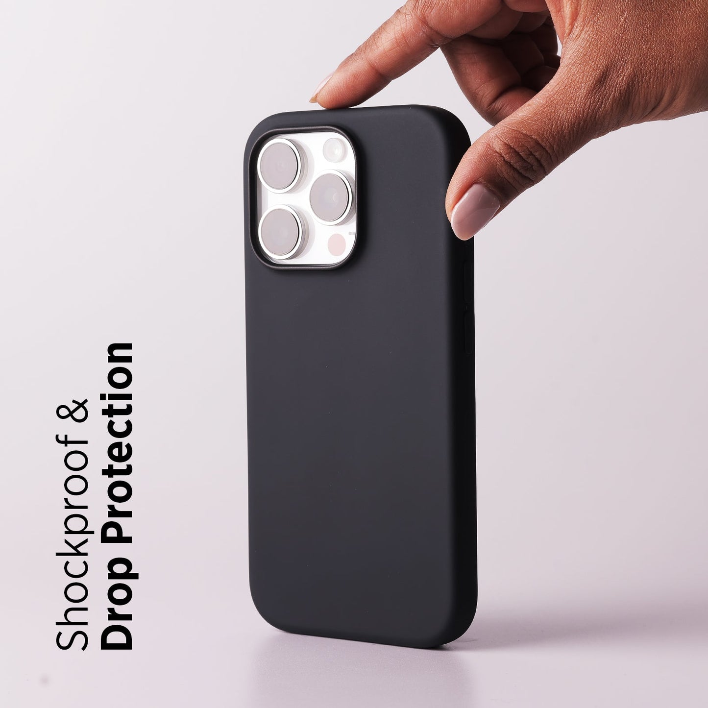 TEKNE Silicone Case for iPhone 16 Pro | Soft-Touch Grip | Shockproof & Wireless Charging Compatible - Black