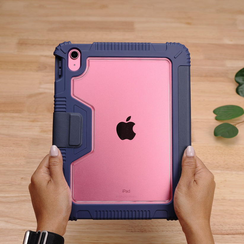 TEKNE Shockproof Vegan Leather Case for iPad 10th Gen 10.9 inch | Stand Function | Drop Protection - Blue Get best offers for TEKNE Shockproof Vegan Leather Case for iPad 10th Gen 10.9 inch | Stand Function | Drop Protection - Blue