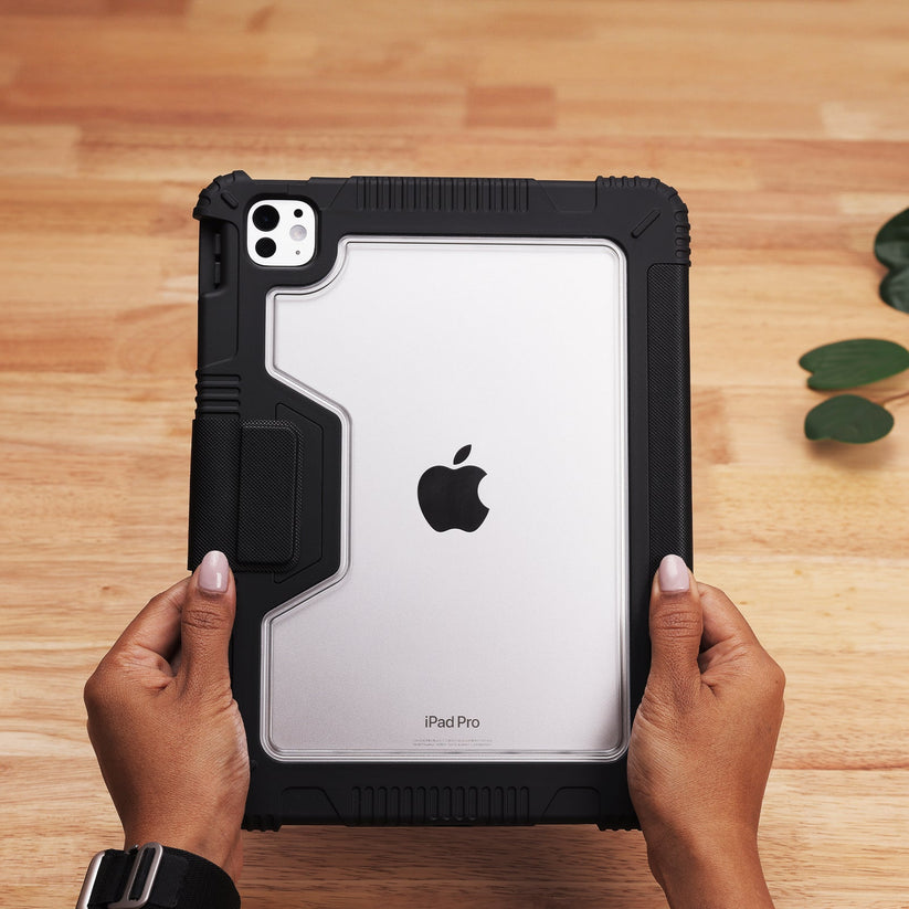 TEKNE Shockproof Vegan Leather Case for iPad Pro 11 M4 | Stand Function | Drop Protection - Black Get best offers for TEKNE Shockproof Vegan Leather Case for iPad Pro 11 M4 | Stand Function | Drop Protection - Black