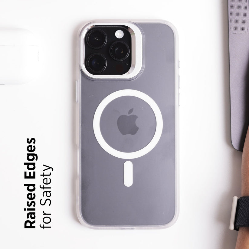 TEKNE CLEAR Case with Camera Stand for iPhone 16 Pro Max | Slim, Transparent & Scratch-Resistant - White Get best offers for TEKNE CLEAR Case with Camera Stand for iPhone 16 Pro Max | Slim, Transparent & Scratch-Resistant - White