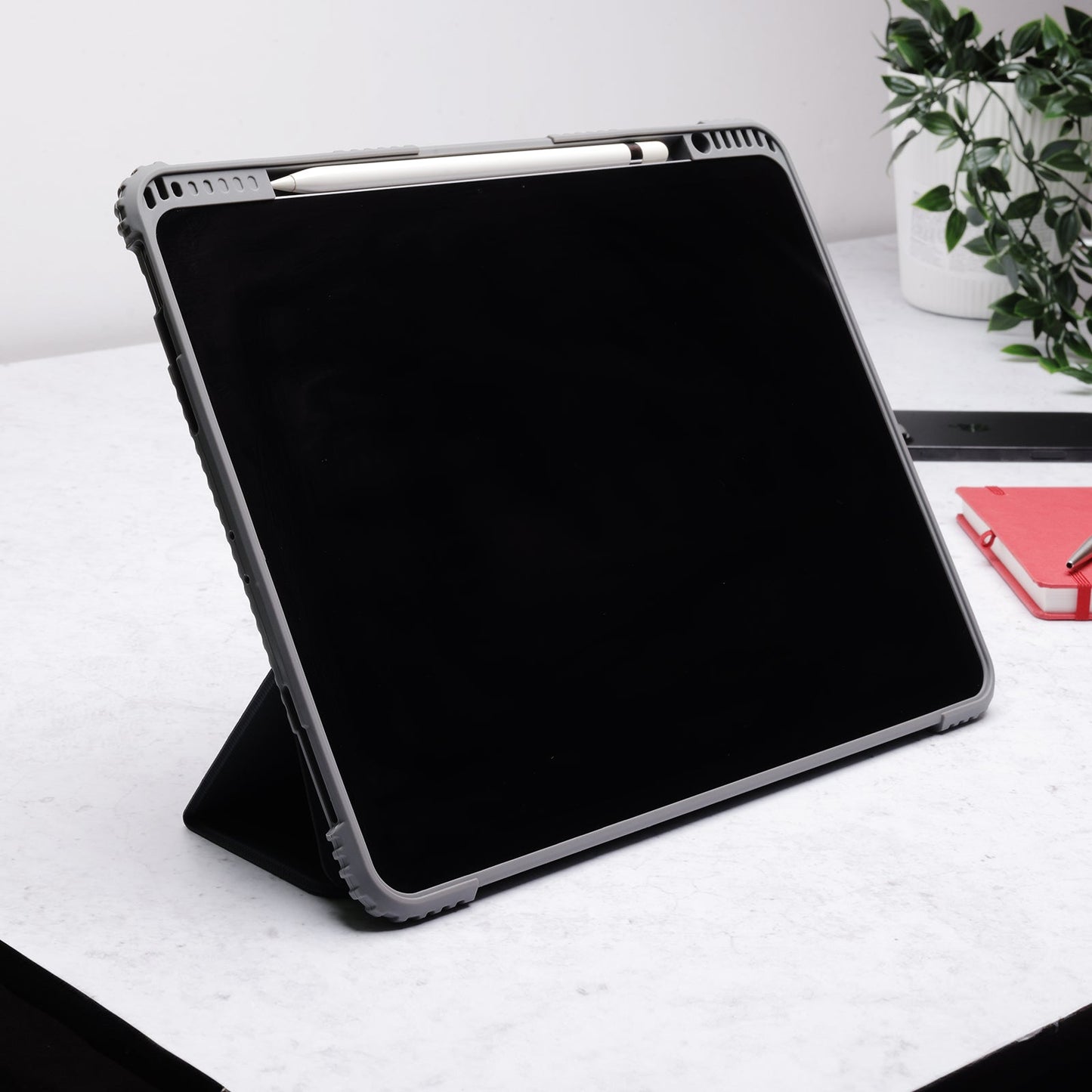 TEKNE Shockproof Vegan Leather Case for iPad Pro 13 M4 | Stand Function | Drop Protection - Grey