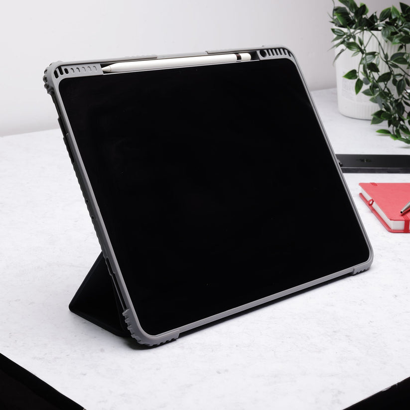 TEKNE Shockproof Vegan Leather Case for iPad Pro 13 M4 | Stand Function | Drop Protection - Grey Get best offers for TEKNE Shockproof Vegan Leather Case for iPad Pro 13 M4 | Stand Function | Drop Protection - Grey