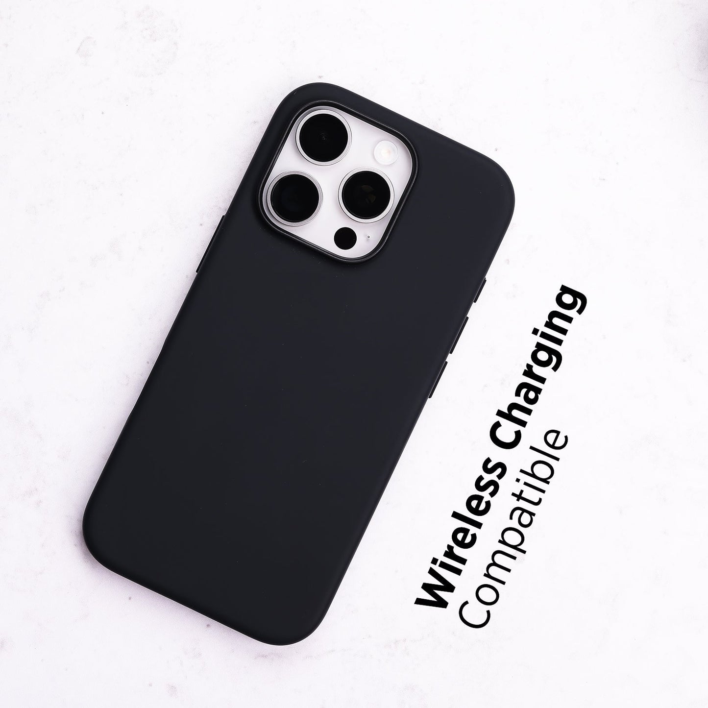 TEKNE Silicone Case for iPhone 16 Pro | Soft-Touch Grip | Shockproof & Wireless Charging Compatible - Black
