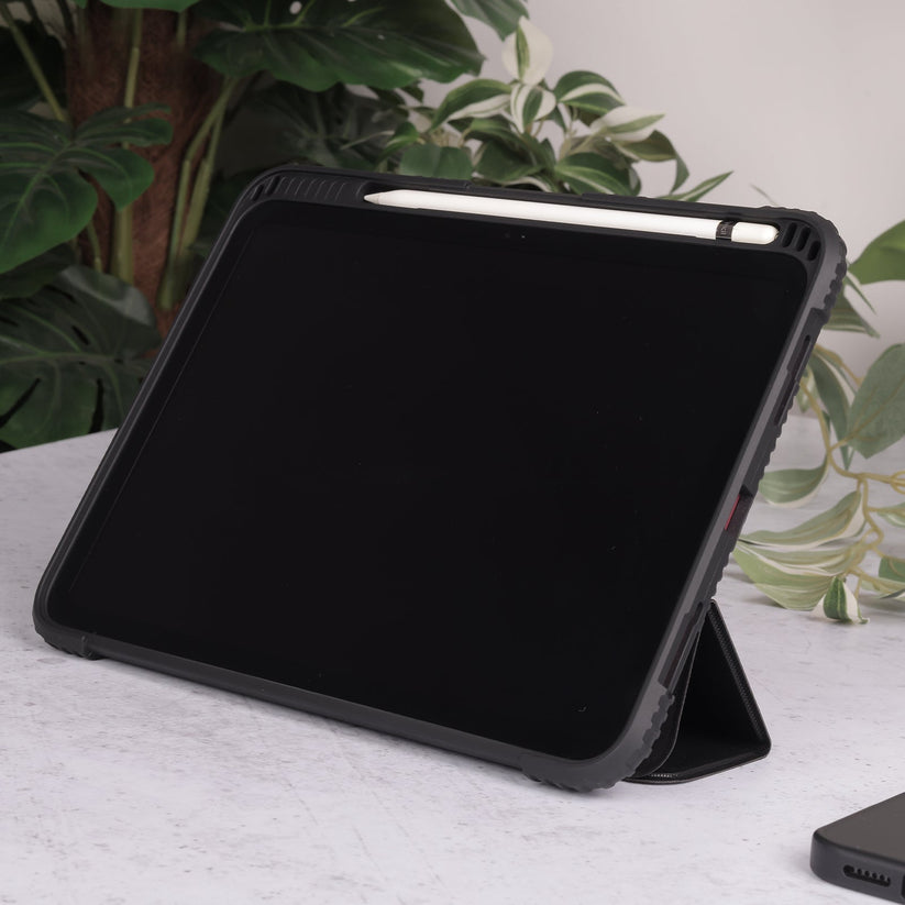 TEKNE Shockproof Vegan Leather Case for iPad 10th Gen 10.9 inch | Stand Function | Drop Protection - Black Get best offers for TEKNE Shockproof Vegan Leather Case for iPad 10th Gen 10.9 inch | Stand Function | Drop Protection - Black