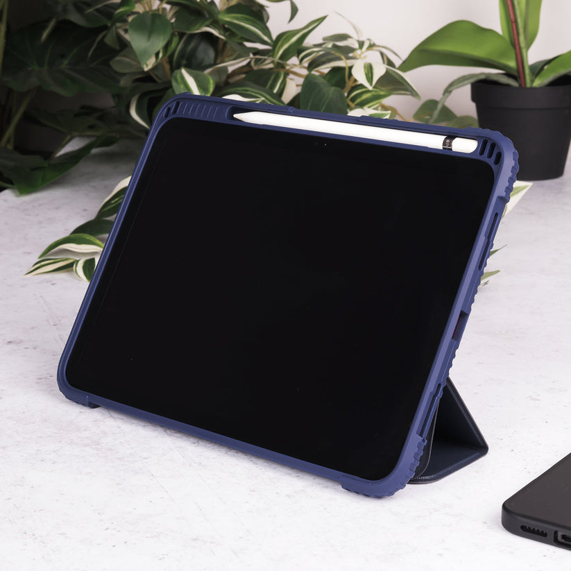 TEKNE Shockproof Vegan Leather Case for iPad Pro 11 M4 | Stand Function | Drop Protection - Blue Get best offers for TEKNE Shockproof Vegan Leather Case for iPad Pro 11 M4 | Stand Function | Drop Protection - Blue