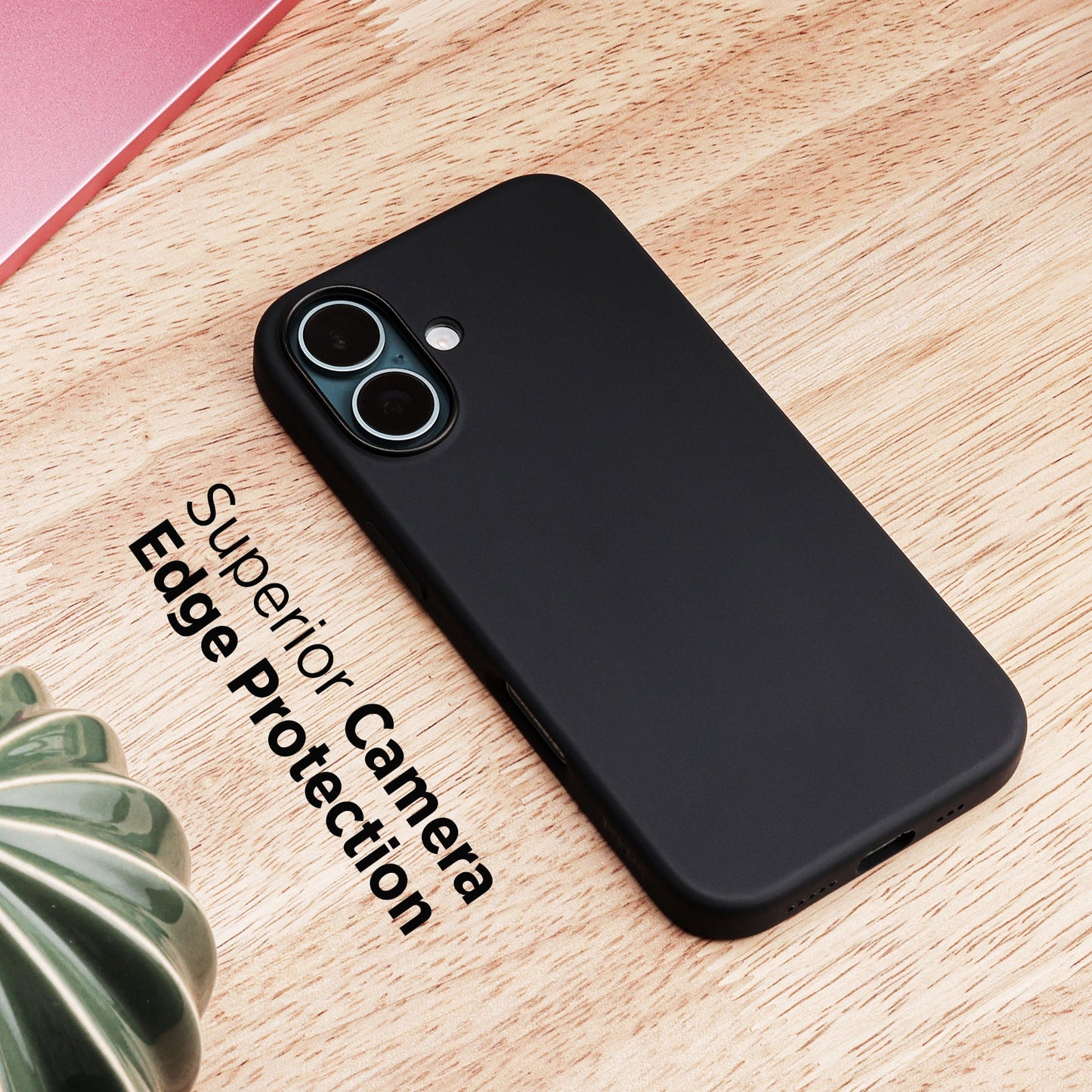 TEKNE Silicone Case for iPhone 16 | Soft-Touch Grip | Shockproof & Wireless Charging Compatible - Black