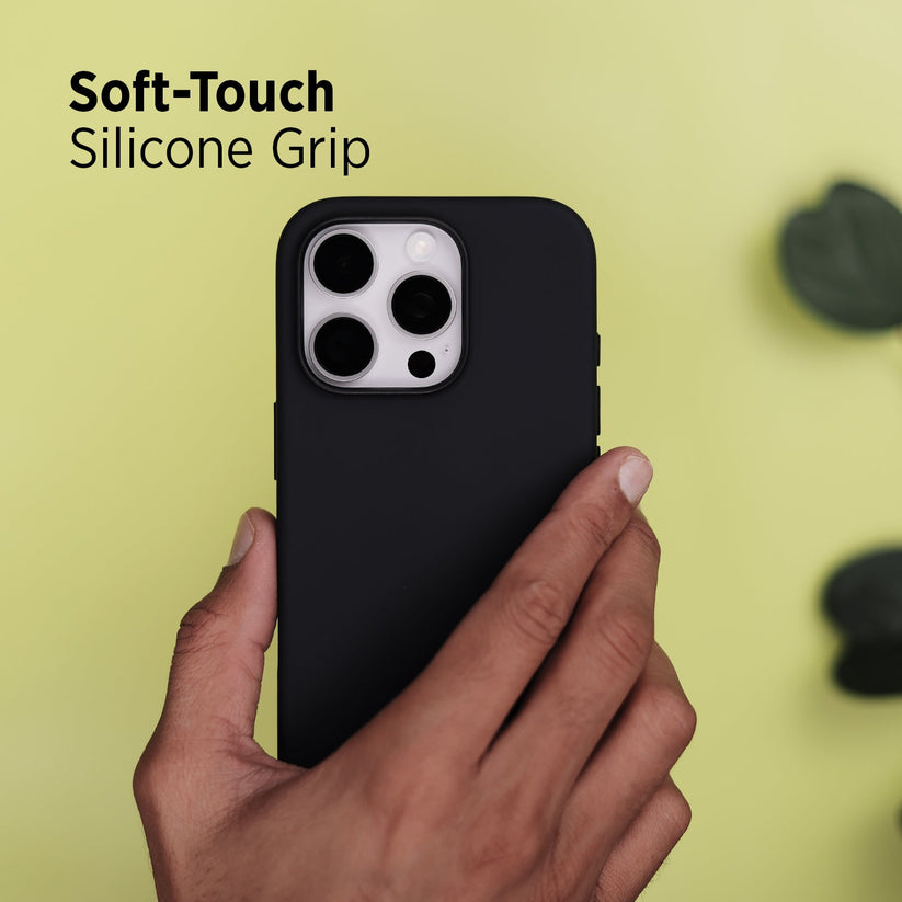 TEKNE Silicone Case for iPhone 16 Pro | Soft-Touch Grip | Shockproof & Wireless Charging Compatible - Black Get best offers for TEKNE Silicone Case for iPhone 16 Pro | Soft-Touch Grip | Shockproof & Wireless Charging Compatible - Black